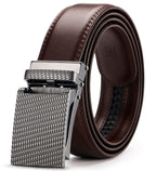 Exclusive Adjustable Holeless Leather Belts — Dark brown — Size 130cm — Detail View