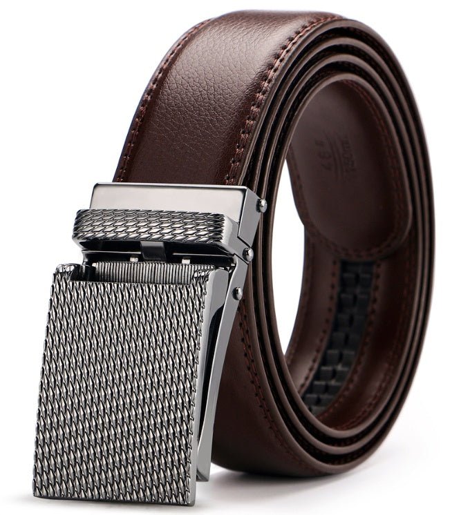 Exclusive Adjustable Holeless Leather Belts — Dark brown — Size 130cm — Detail View