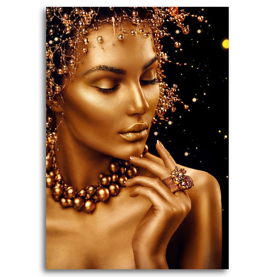 Exclusive African Woman Wall Art — Gold — Size 40x55cm — Detail View