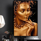 Exclusive African Woman Wall Art — Gold — Size 40x55cm — Side View