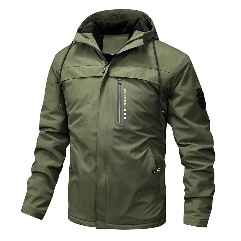 Exclusive American Retro Coat Men's Spring And Autumn — Army Green — Size L — Detail View