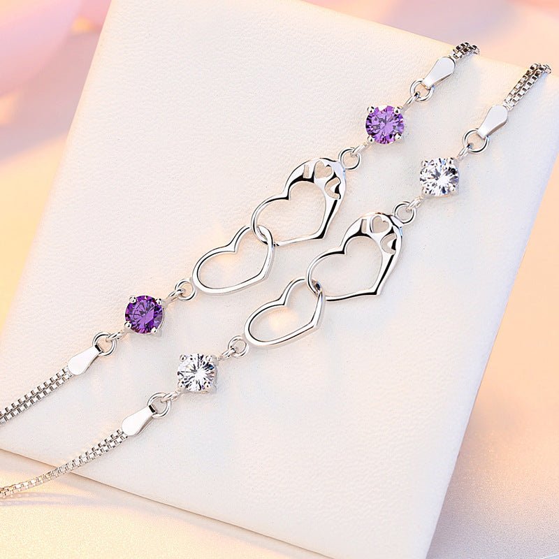 Exclusive Amethyst silver bracelet — Purple — Back View