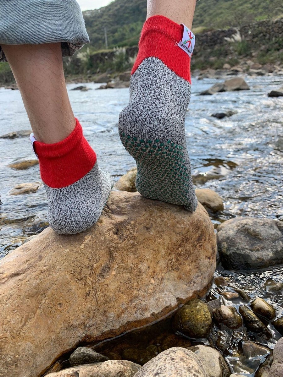 Exclusive Anti-Cut Protective Socks: Ultimate Foot Protection — 2pcs Grey red — Back View