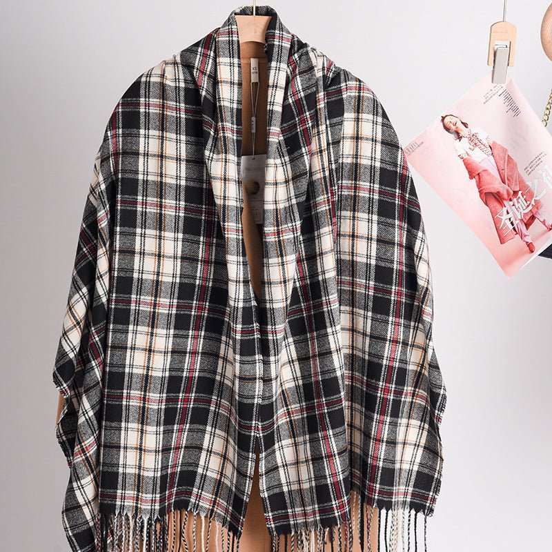 Exclusive Artificial Cashmere Scarf — Black — Size 200X68cm — Side View