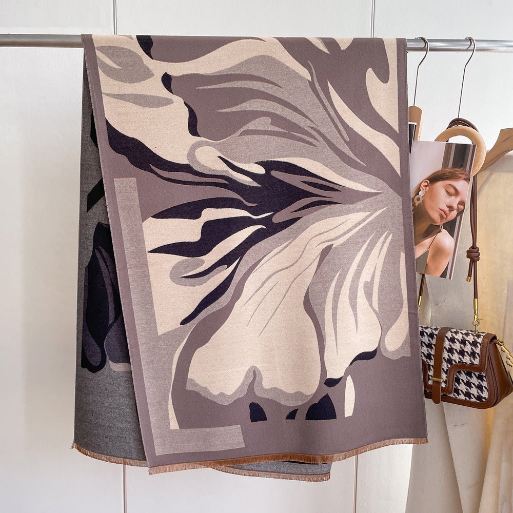 Exclusive Artificial Cashmere Scarf Women's Autumn And Winter — SY38631 Black — Size 65x185cm — Lifestyle View