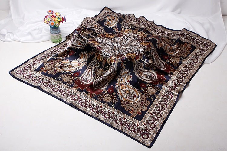 Exclusive Artificial Silk Small Square Towel Style — Red Paper Cut — Size 90x90 — Alternate View 11