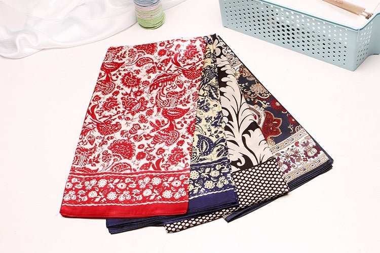 Exclusive Artificial Silk Small Square Towel Style — Red Paper Cut — Size 90x90 — Alternate View 17