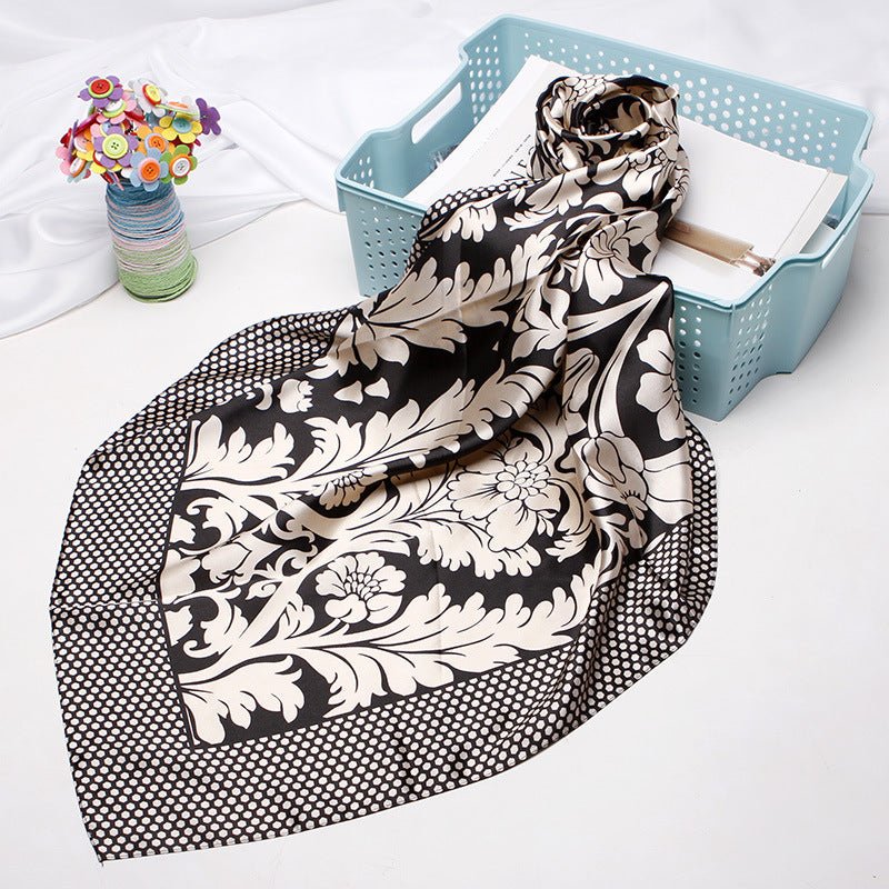 Exclusive Artificial Silk Small Square Towel Style — Red Paper Cut — Size 90x90 — Back View