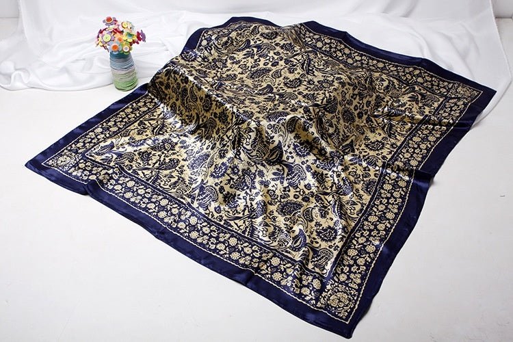 Exclusive Artificial Silk Small Square Towel Style — Red Paper Cut — Size 90x90 — Lifestyle View