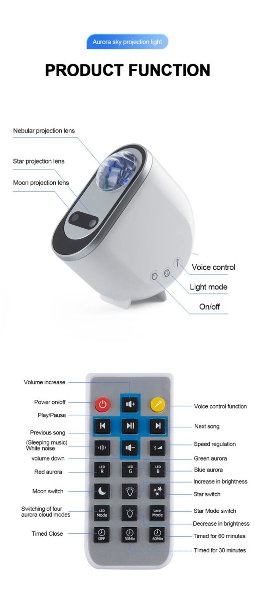 Exclusive Aurora Borealis Starlight Projector — White — Size USB — Alternate View 9
