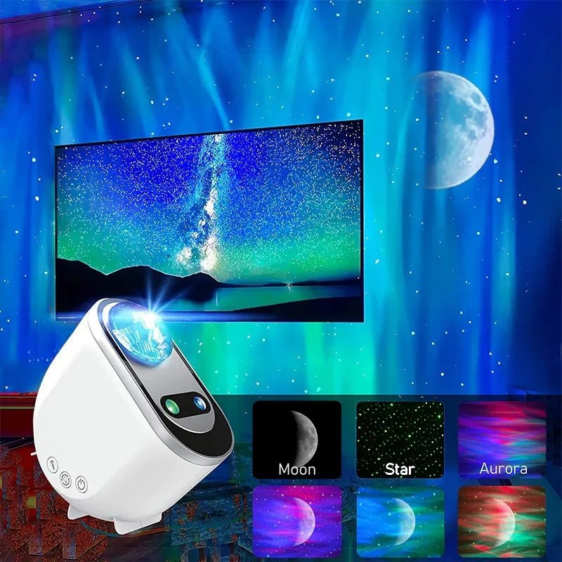 Exclusive Aurora Borealis Starlight Projector — White — Size USB — Front View