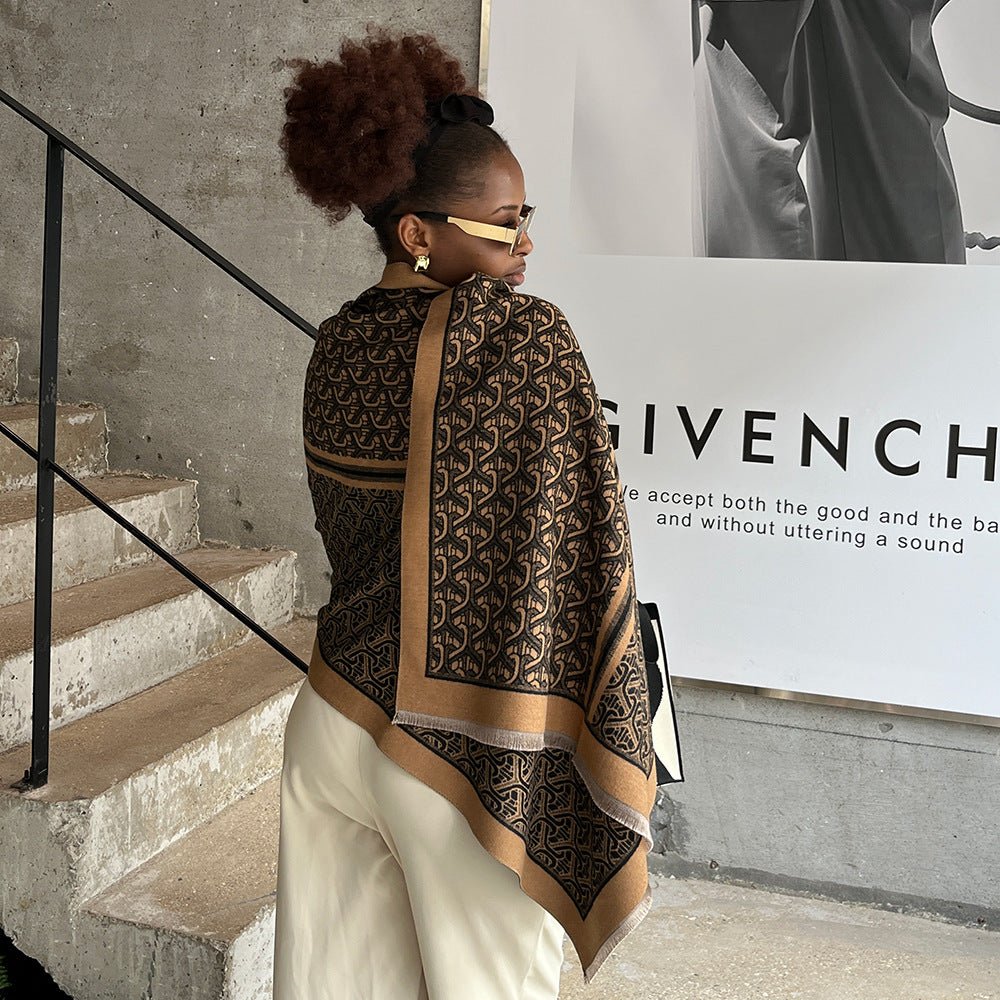 Exclusive Autumn And Winter Artificial Cashmere Scarf — SY28606 Khaki — Size 65x185cm — Alternate View 8