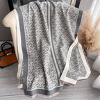 Exclusive Autumn And Winter Artificial Cashmere Scarf — SY28606 Khaki — Size 65x185cm — Top View
