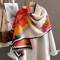 Exclusive Autumn And Winter Duplex Printing Thickened Artificial Cashmere Scarf — Beige Orange — Size 60X180cm — Front View