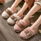 Exclusive Autumn And Winter Indoor Home Slippers — Beige — Size 36or37 — Back View