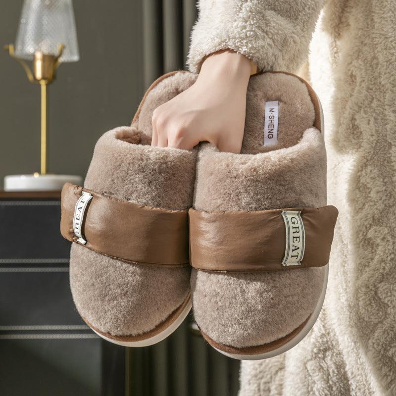 Exclusive Autumn And Winter Indoor Home Slippers — Beige — Size 36or37 — Lifestyle View