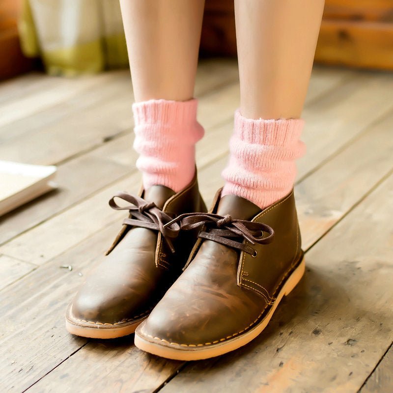 Exclusive Warm Solid Color Pull Socks — Green — Size Uniform code — Side View