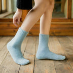 Exclusive Warm Solid Color Pull Socks — Green — Size Uniform code — Back View