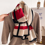 Exclusive Autumn And Winter Scarf — Beige — Size 66x178cm — Back View