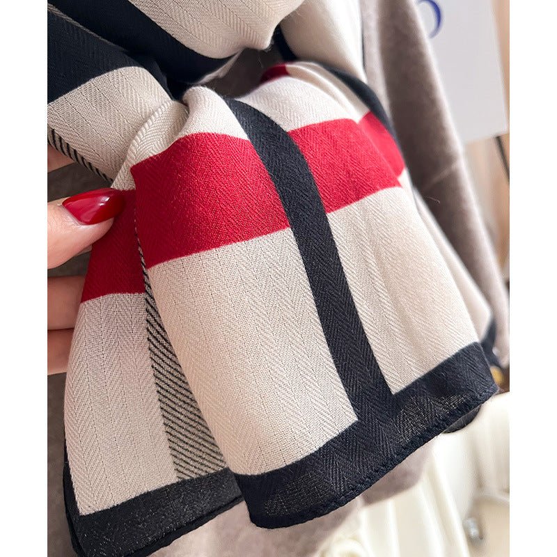 Exclusive Autumn And Winter Scarf — Beige — Size 66x178cm — Top View