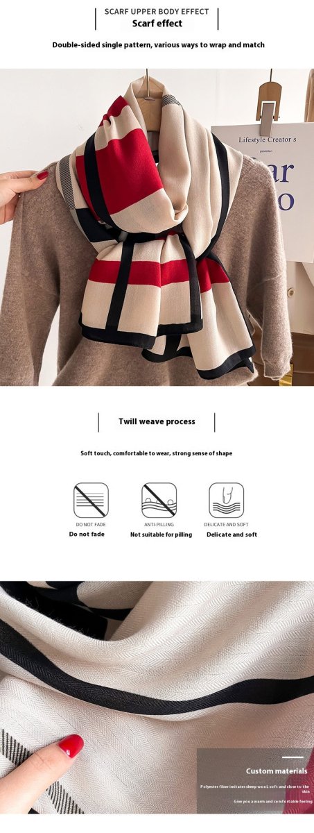 Exclusive Autumn And Winter Scarf — Beige — Size 66x178cm — Alternate View 11