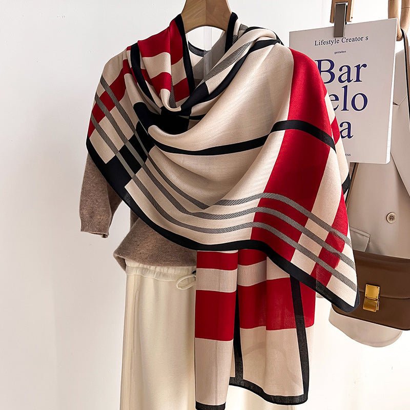 Exclusive Autumn And Winter Scarf — Beige — Size 66x178cm — Front View