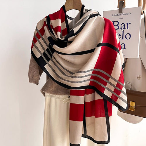 Exclusive Autumn And Winter Scarf — Beige — Size 66x178cm — Front View