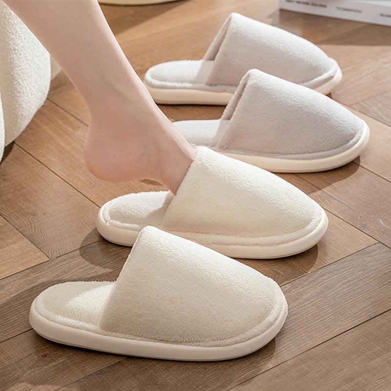 Exclusive Autumn And Winter Warm Plush House Shoes — Brown — Size 40or41 — Front View