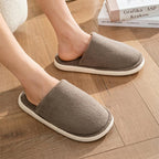 Exclusive Autumn And Winter Warm Plush House Shoes — Brown — Size 40or41 — Side View
