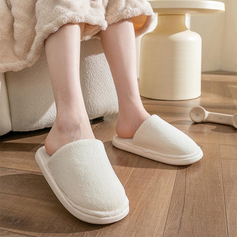 Exclusive Autumn And Winter Warm Plush House Shoes — Brown — Size 40or41 — Back View