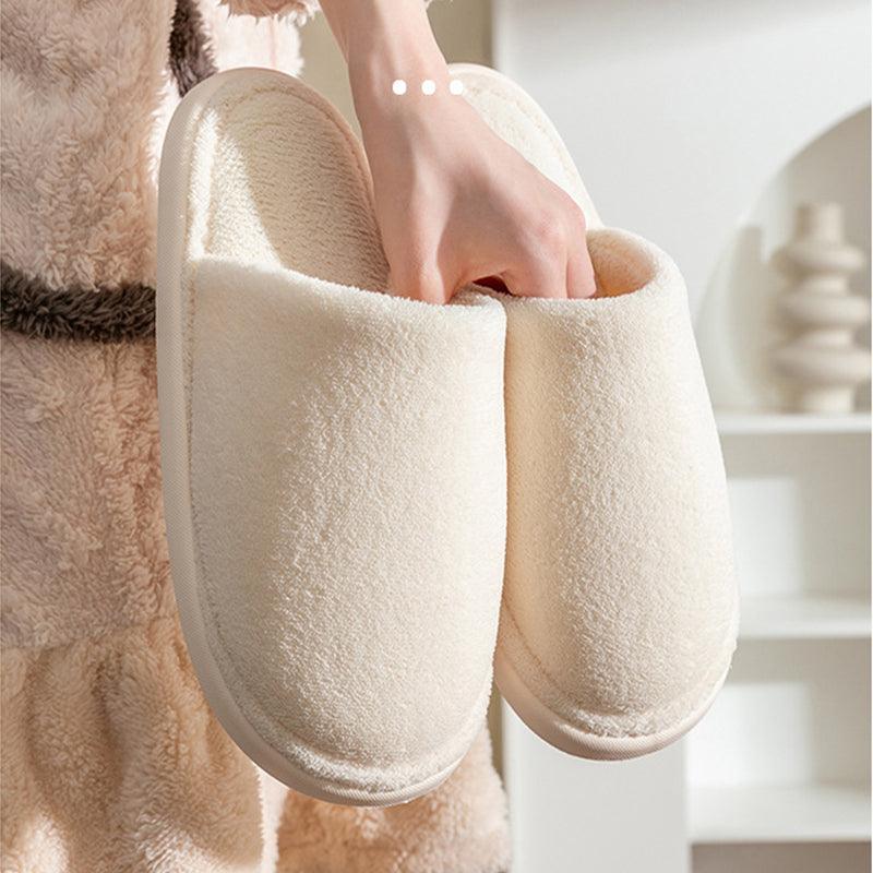 Exclusive Autumn And Winter Warm Plush House Shoes — Brown — Size 40or41 — Top View