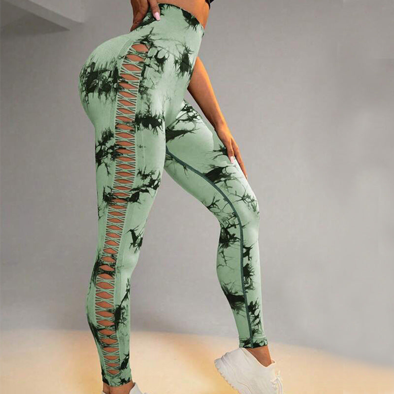 Exclusive High Waist Butt Lift Seamless Leggings ? Tie Dye Yoga Pants for Women ? Coffee ? Size S ? Alternate View 12