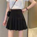 Exclusive Women's High Waist Pleated Mini Skirt ? Slim Fit Plaid Short Skirt ? Black ? Size S ? Front View