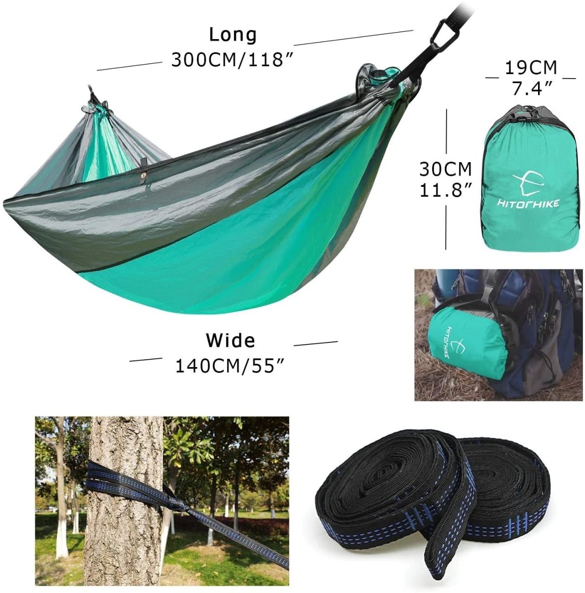 Exclusive Backpacking Hammock — Green + gray — Alternate View 8