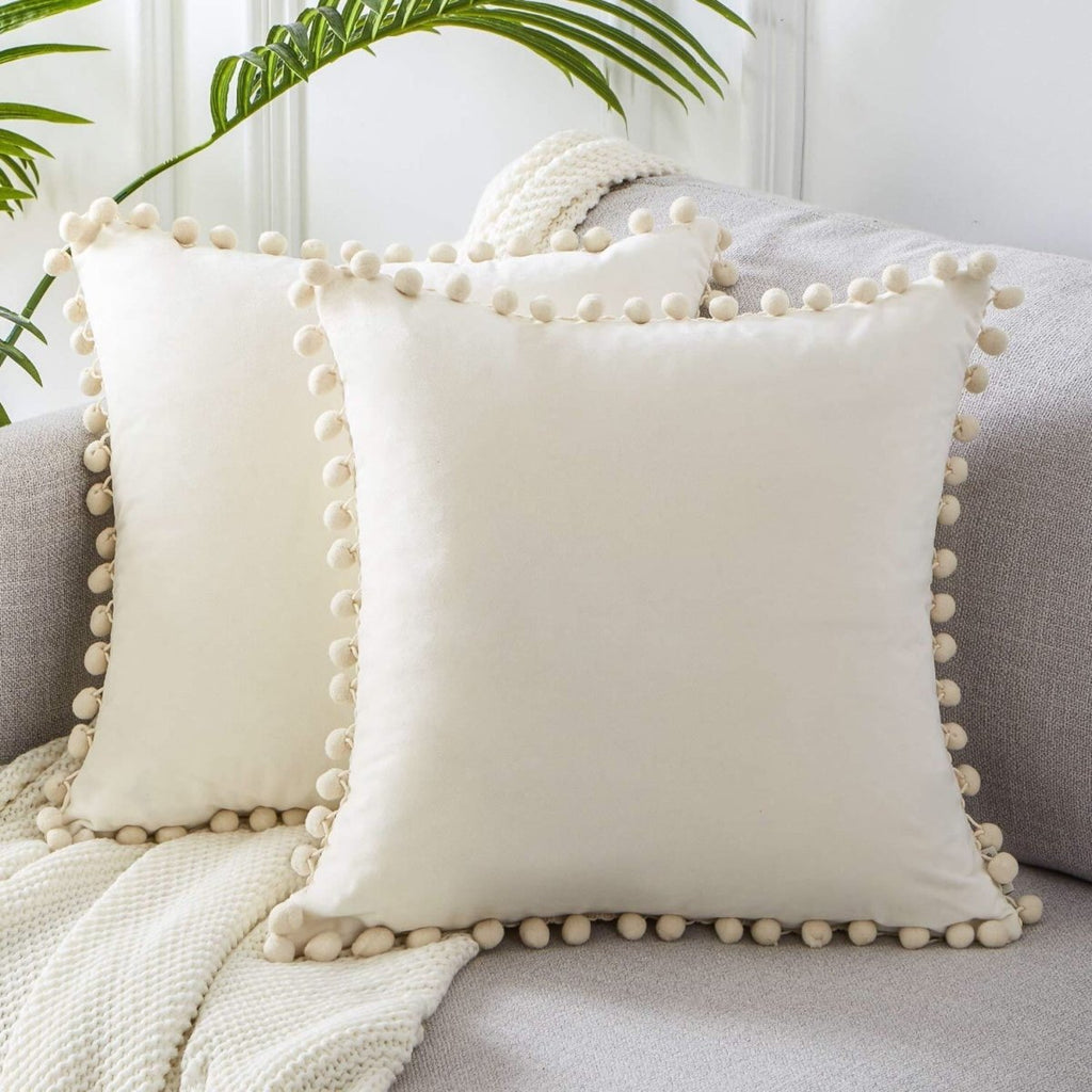 Exclusive Ball Lace Pillow | Decorative Elegance & Comfort — White — Size 40x40xm — Back View