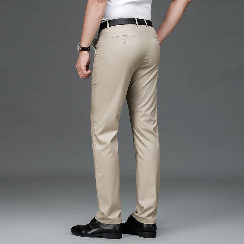 Exclusive Bamboo Fiber Thin Loose Business Formal Wear Trousers — Gray — Size 29 — Lifestyle View