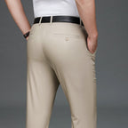Exclusive Bamboo Fiber Thin Loose Business Formal Wear Trousers — Gray — Size 29 — Top View