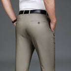 Exclusive Bamboo Fiber Thin Loose Business Formal Wear Trousers — Gray — Size 29 — Side View
