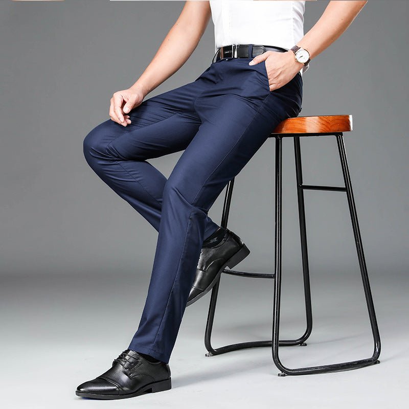 Exclusive Bamboo Fiber Thin Loose Business Formal Wear Trousers — Gray — Size 29 — Alternate View 10