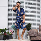 Exclusive Bathrobe Silk Nightgown And Short Pajama — Black nightgown and short pant — Size M — Alternate View 8