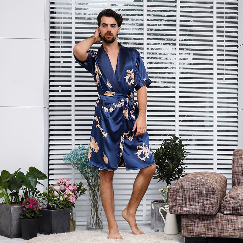 Exclusive Bathrobe Silk Nightgown And Short Pajama — Black nightgown and short pant — Size M — Alternate View 8