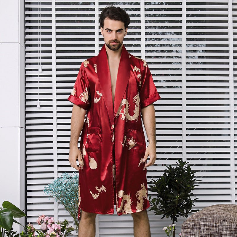 Exclusive Bathrobe Silk Nightgown And Short Pajama — Black nightgown and short pant — Size M — Alternate View 7