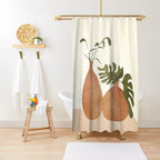Exclusive Green Plant Print Waterproof Shower Curtain — YLYYO01 — Size 150x180CM — Top View