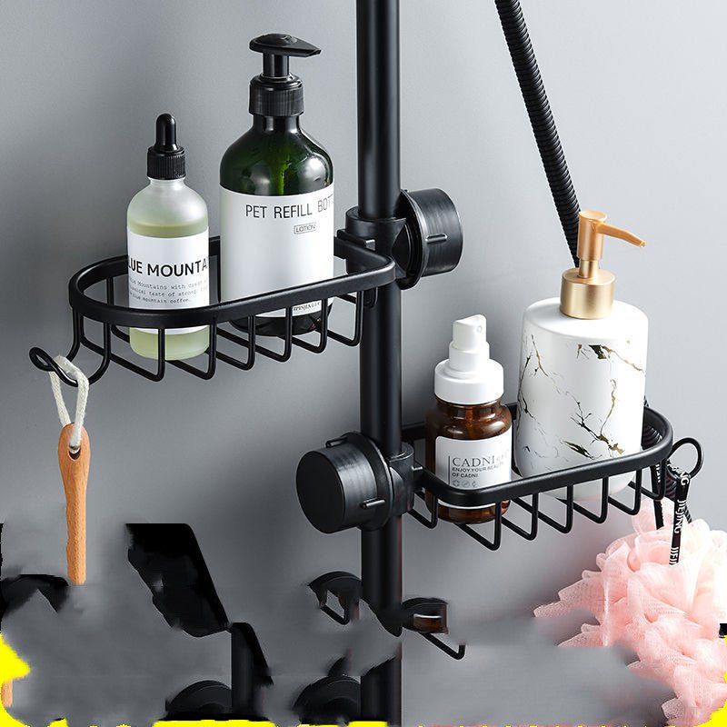 Exclusive Bathroom Shower Storage Rack — Elegant Black Shelf 1 Pack — Detail View