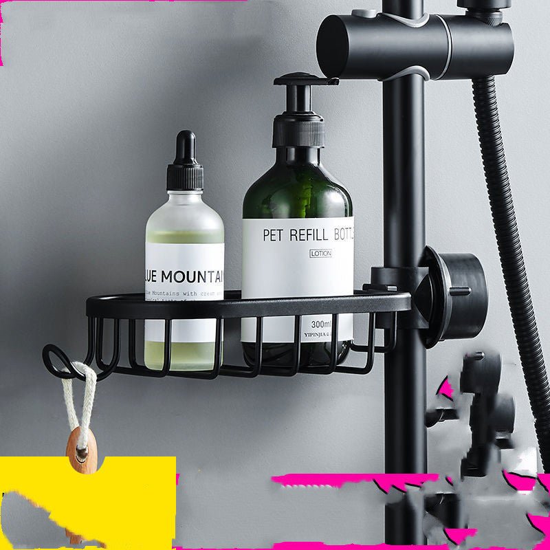Exclusive Bathroom Shower Storage Rack — Elegant Black Shelf 1 Pack — Side View