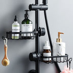 Exclusive Bathroom Shower Storage Rack — Elegant Black Shelf 1 Pack — Back View