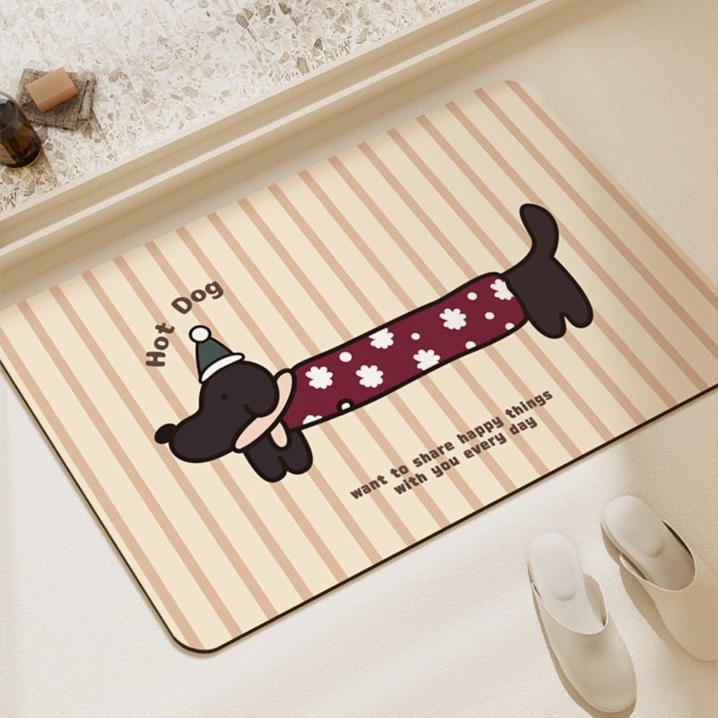 Exclusive Bathroom Soft Diatomaceous Earth Mat — Checkered hot dog — Size 40x60cm — Back View