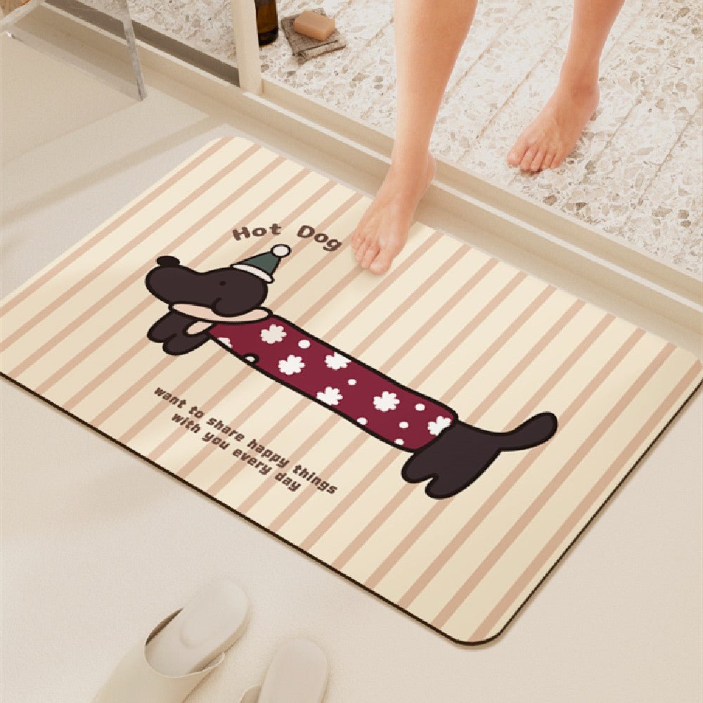Exclusive Bathroom Soft Diatomaceous Earth Mat — Checkered hot dog — Size 40x60cm — Detail View