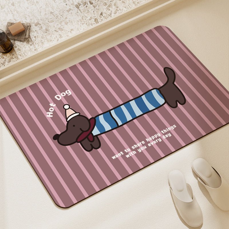 Exclusive Bathroom Soft Diatomaceous Earth Mat — Checkered hot dog — Size 40x60cm — Top View