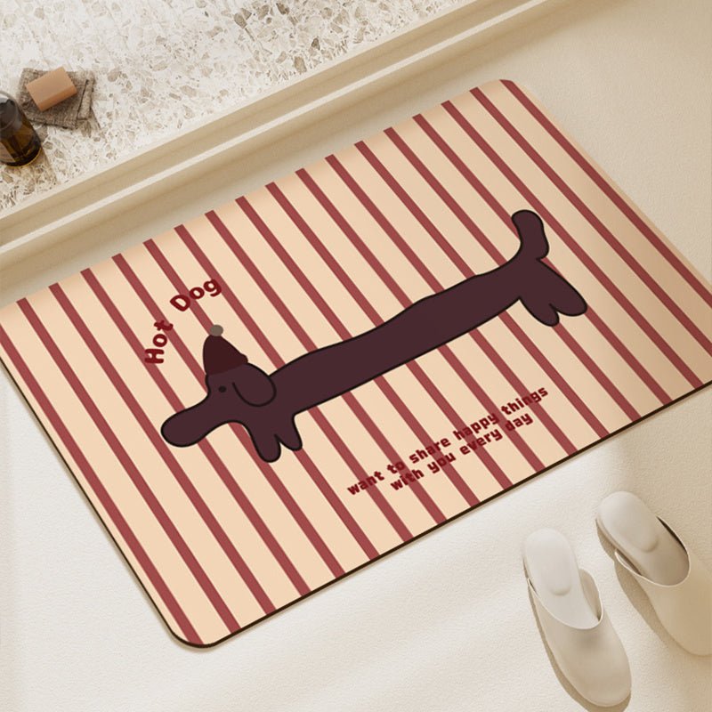 Exclusive Bathroom Soft Diatomaceous Earth Mat — Checkered hot dog — Size 40x60cm — Side View